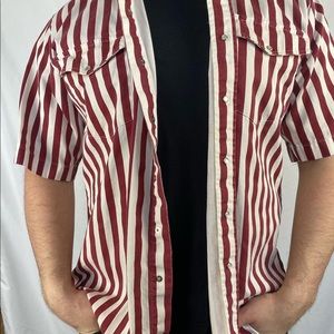 Vintage Snap Up Striped Bowling Style Shirt L-XL